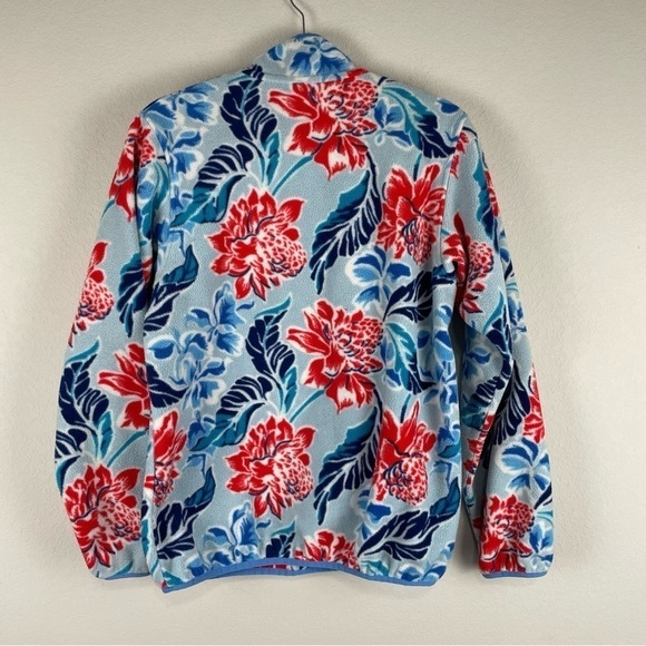 Patagonia Synchilla Blue Red Manoa Hawaiian Floral Snap-T Pullover Size Medium - Picture 4 of 8